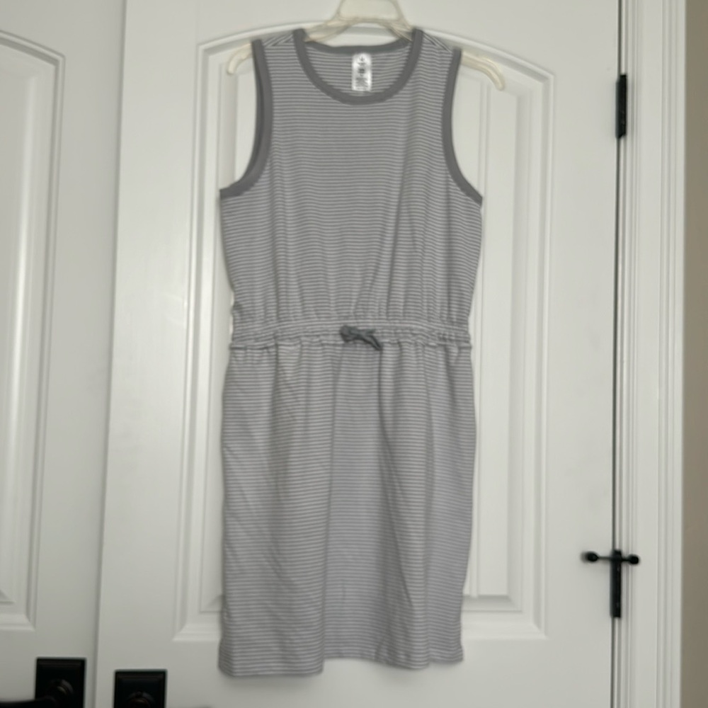 Striped gray and white tank dress